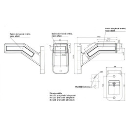 Svítilna doplňková obrysová LED WAS W168.2/1167, 12-24V, levá, neon ef.