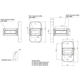 Svítilna doplňková obrysová LED WAS W168.3 L/P, 12-24V, neon ef.
