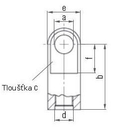 Oko k plynové vzpěře 16x10x6, otvor 6,1mm, pro závit M5