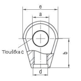 Oko k plynové vzpěře 19x16x12, otvor 8,1mm, pro závit M10