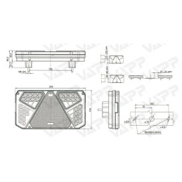 Svítilna WAS W125DP/916 sdružená LED 12-24V, P-BL/BR/KO/CO/ML/RZ