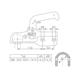 Tažná spojka KNOTT K35-C, 3500 kg, 60 mm, H14