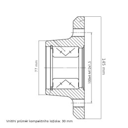 Náboj nebržděný AL-KO 100x4 compact k nápravě UBR 700, ložisko 30 mm