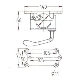 Držák opěrného kolečka 48 mm, litina, sklopná klička, KNOTT