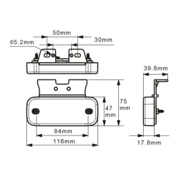 Svítilna přední obrysová LED Lucidity BONE 26279, 12-24V, s odrazkou, QS150, na držáku