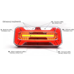 Svítilna WAS W184DD sdružená LED 12-24V, L, BL/BR/KO/ ML/CO, baj7, dyn. blinkr IP66/68