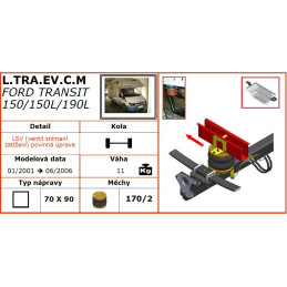 Ford Transit 130/150L/190L (2001-2006) přední pohon, jednomontáž, bubnové brzdy - vzduchové pérování Dunlop